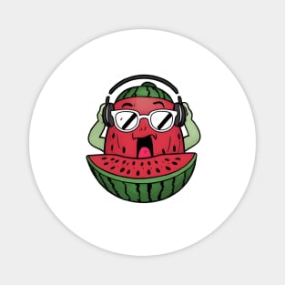Watermelon with headphones Magnet